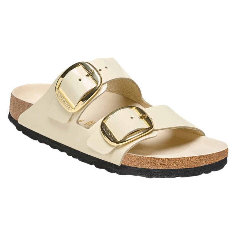 birkenstock womens arizona big buckle high shine ecru leather 9013708 tip top shoes of new york 571728