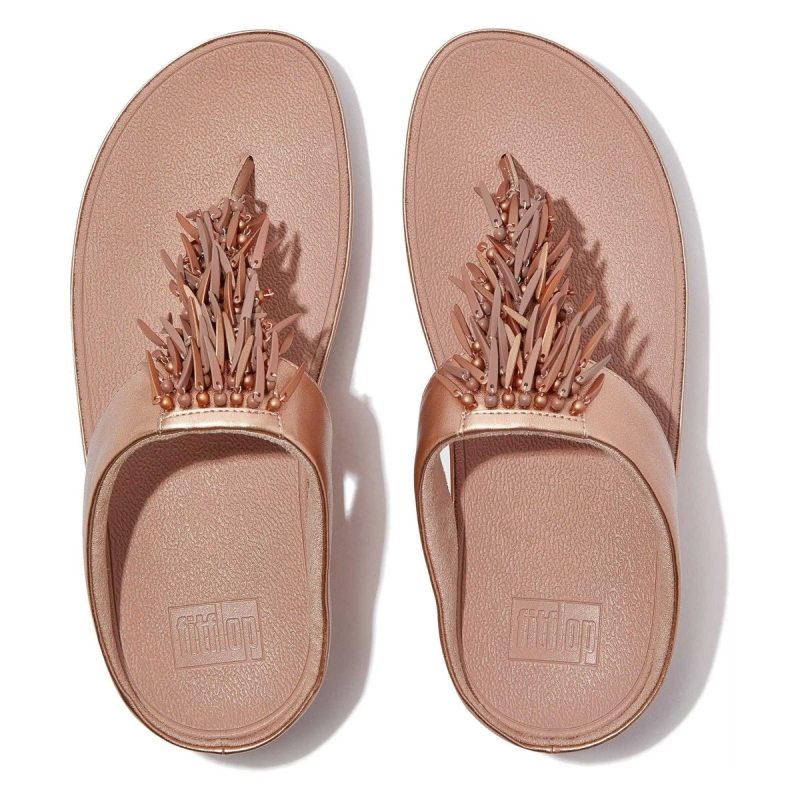 fitflop womens rumba beaded rose gold thong 1082722 tip top shoes of new york 105609